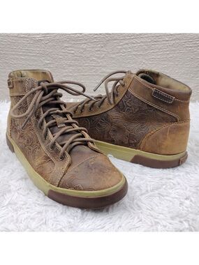 Durango Music City Cocoa Truffle Leather Embossed Lace High Top Western Sneaker